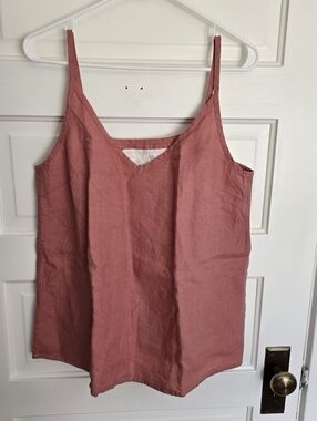 Notperfectlinen Linen Treviso Camisole Tank Salmon Blush Large